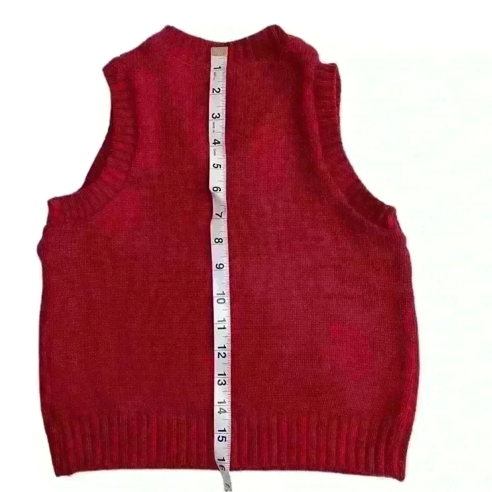 BT Kids Boys Sweater Vest Cable Knit Red V-Neck size 6